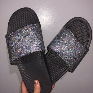 nike slides glitter